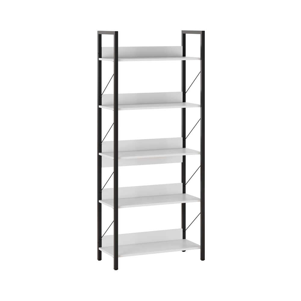 Biblioteca Adore Profile cu 5 rafturi, Alb - Maro - Stejar, 73x172x35 cm - Alb