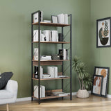 Biblioteca Adore Profile cu 5 rafturi, Alb - Maro - Stejar, 73x172x35 cm - Maro