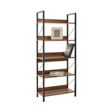 Biblioteca Adore Profile cu 5 rafturi, Alb - Maro - Stejar, 73x172x35 cm - Maro