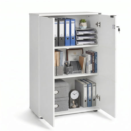 Bibliotecă Adore Rio cu 2 Uși, Cheie și 3 Rafturi, 72 x 109 x 34 cm