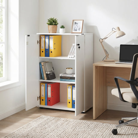 Bibliotecă Adore Rio cu 2 Uși, Cheie și 3 Rafturi, 72x109x34 cm