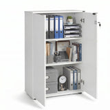 Bibliotecă Adore Rio cu 2 Uși, Cheie și 3 Rafturi, 72x109x34 cm - Alb