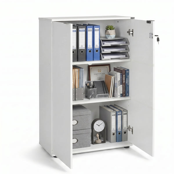 Bibliotecă Adore Rio cu 2 Uși, Cheie și 3 Rafturi, 72x109x34 cm