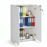 Bibliotecă Adore Rio cu 2 Uși, Cheie și 3 Rafturi, 72x109x34 cm - Alb