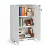 Bibliotecă Adore Rio cu 2 Uși, Cheie și 3 Rafturi, 72x109x34 cm - Alb
