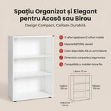 Biblioteca Adore Rio Mini, 3 rafturi, Alb - Nuc - Antracit, 72x109x34 cm - Alb
