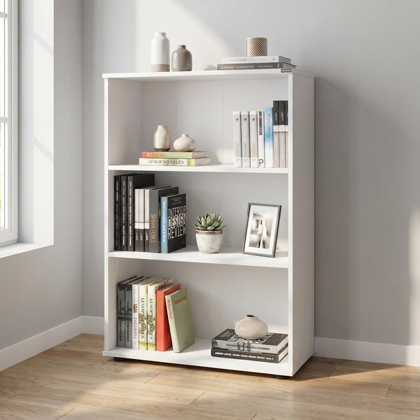 Biblioteca Adore Rio Mini, 3 rafturi, Alb - Nuc - Antracit, 72x109x34 cm