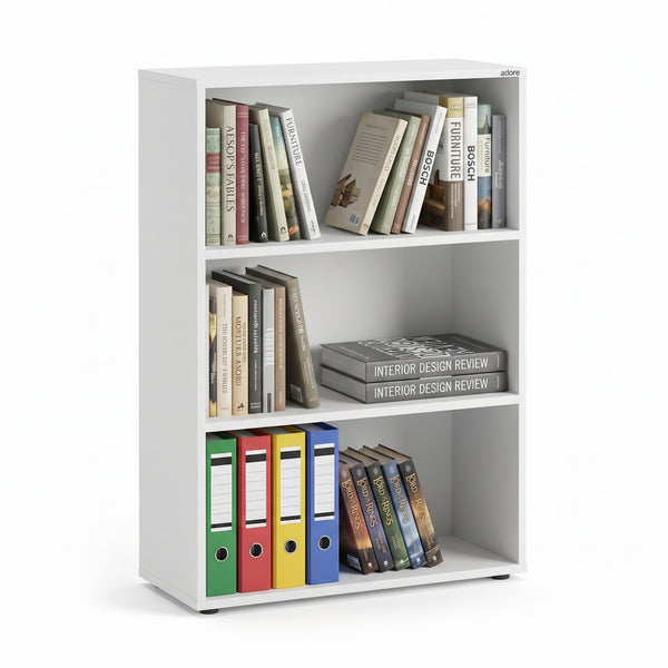 Biblioteca Adore Rio Mini, 3 rafturi, Alb - Nuc - Antracit, 72x109x34 cm