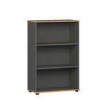 Biblioteca Adore Rio Mini, 3 rafturi, Alb - Nuc - Antracit, 72x109x34 cm - Antracit