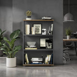 Biblioteca Adore Rio Mini, 3 rafturi, Alb - Nuc - Antracit, 72x109x34 cm - Antracit