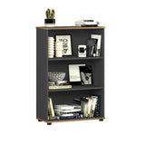 Biblioteca Adore Rio Mini, 3 rafturi, Alb - Nuc - Antracit, 72x109x34 cm - Antracit