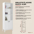 Biblioteca Adore Rustic cu 5 raffturi si usi, Alb, 66 x 196 x 32 cm