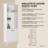 Biblioteca Adore Rustic cu 5 raffturi si usi, Alb, 66 x 196 x 32 cm