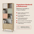 Biblioteca Adore Tiffany, 4 usi si 4 rafturi, Multicolor, 67x181x30 cm, imagine suplimentara