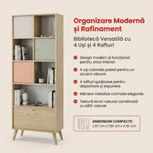 Biblioteca Adore Tiffany, 4 usi si 4 rafturi, Multicolor, 67x181x30 cm, imagine suplimentara