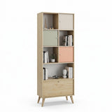 Biblioteca Adore Tiffany, 4 usi si 4 rafturi, Multicolor, 67x181x30 cm