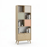 Biblioteca Adore Tiffany, 4 usi si 4 rafturi, Multicolor, 67 x 181 x 30 Cm