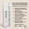 Biblioteca Adore White, 8 rafturi, Alb, 55x187x23 cm, detaliu produs