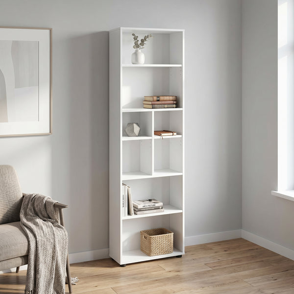Biblioteca Adore White, 8 rafturi, Alb, 55x187x23 cm