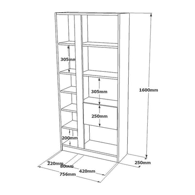 Biblioteca Alive, Alb, 75x25x160 cm, foto produs 11