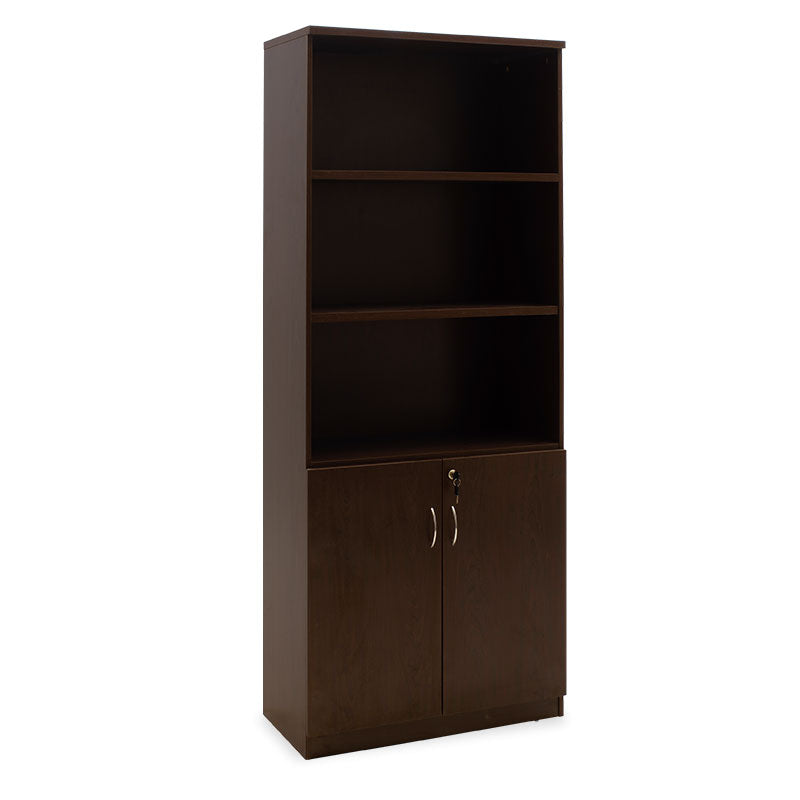 Biblioteca Amazon cu usi cu lacat, Stejar - Nuc, 80x40x200 cm - Nuc