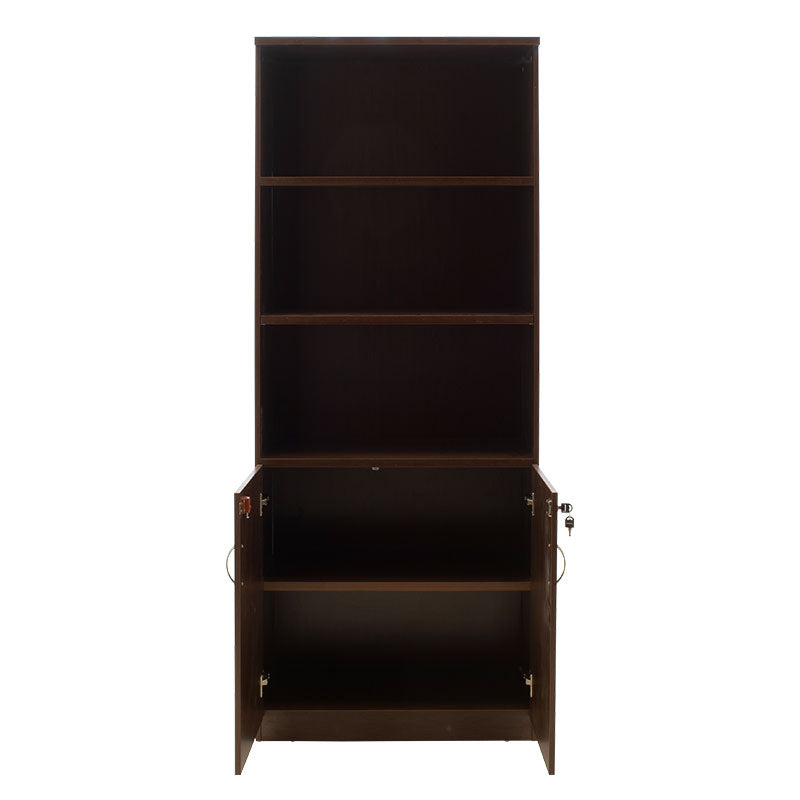 Biblioteca Amazon cu usi cu lacat, Stejar - Nuc, 80x40x200 cm - Nuc