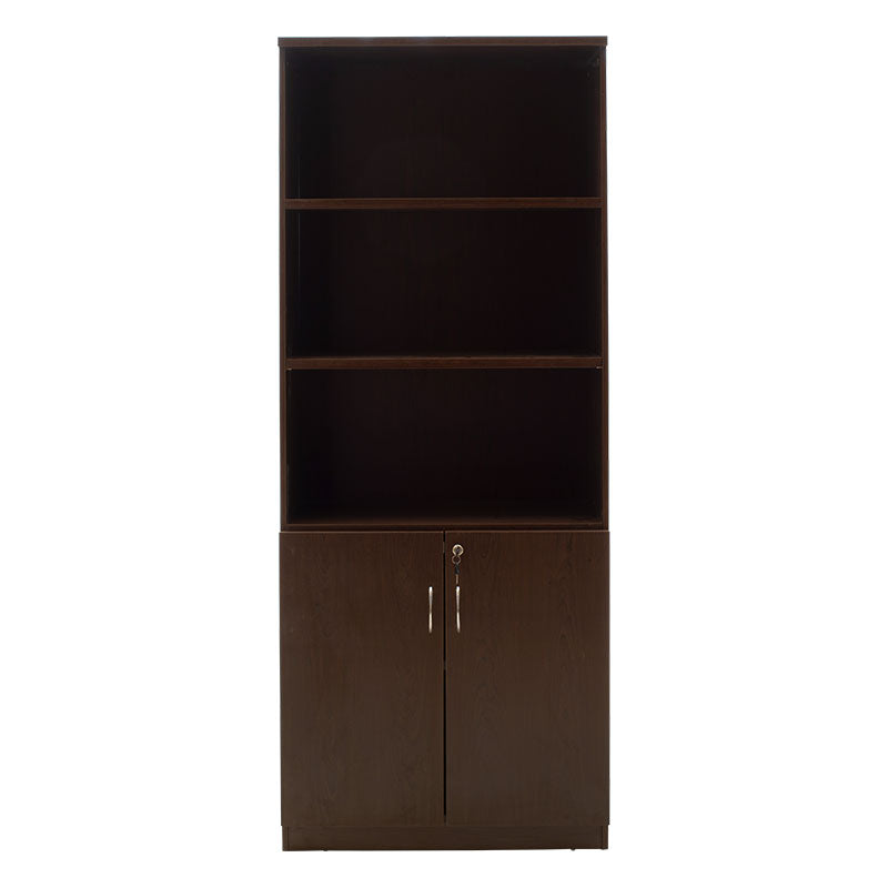 Biblioteca Amazon cu usi cu lacat, Stejar - Nuc, 80x40x200 cm - Nuc