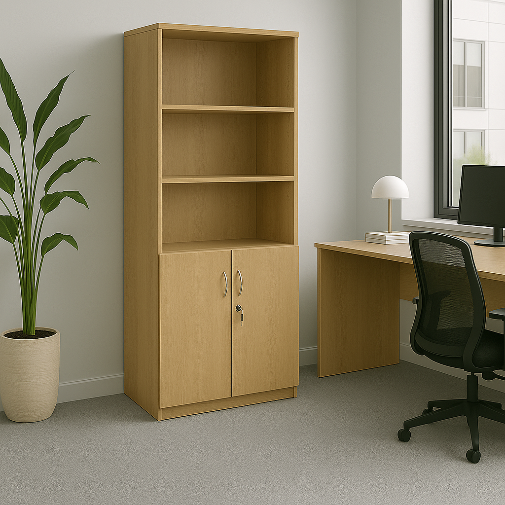 Biblioteca Amazon cu usi cu lacat, Stejar - Nuc, 80x40x200 cm - Sonoma