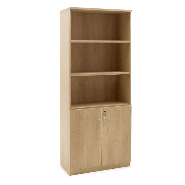 Biblioteca Amazon cu usi cu lacat, Stejar - Nuc, 80x40x200 cm