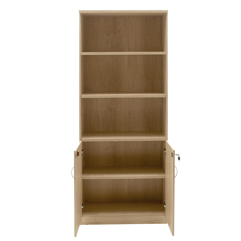 Biblioteca Amazon cu usi cu lacat, Stejar - Nuc, 80x40x200 cm - Sonoma