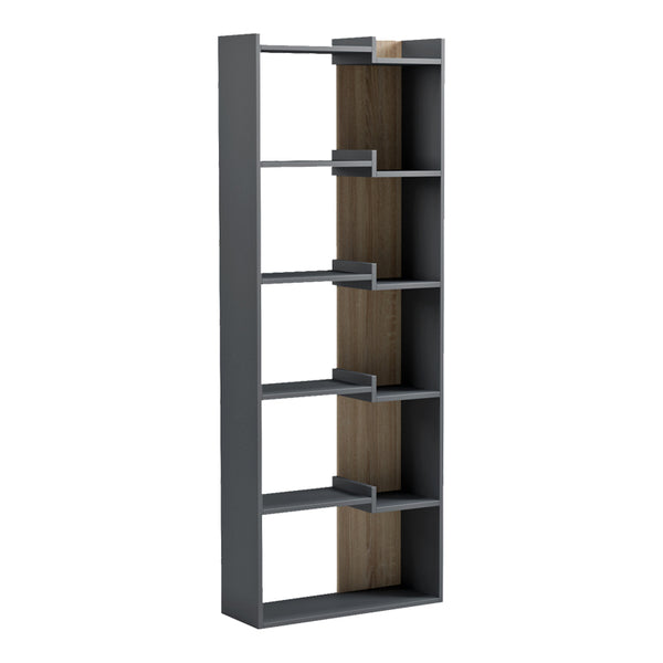 Bibliotecă, antracit-sonoma, 61x22x162 cm