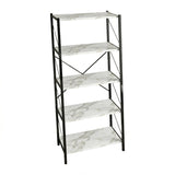 Biblioteca Bimblem, metal, 60x30x150 cm - Marmura Alba-Negru