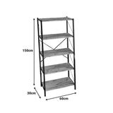 Biblioteca Bimblem, metal, 60x30x150 cm - Stejar-Negru