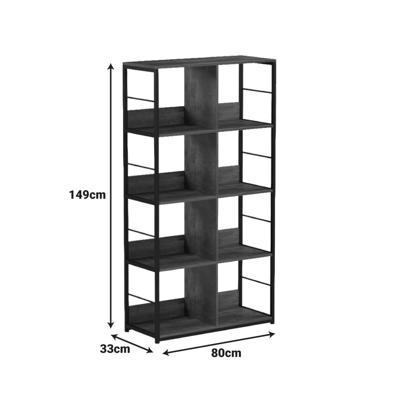 Biblioteca Bocklet, Negru-Maro, 80x33x149 cm