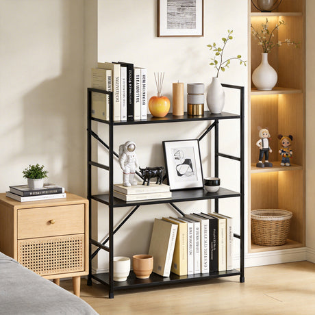 Biblioteca Bookcase-rack Manlo, Metal, Negru, 59x24x80 cm