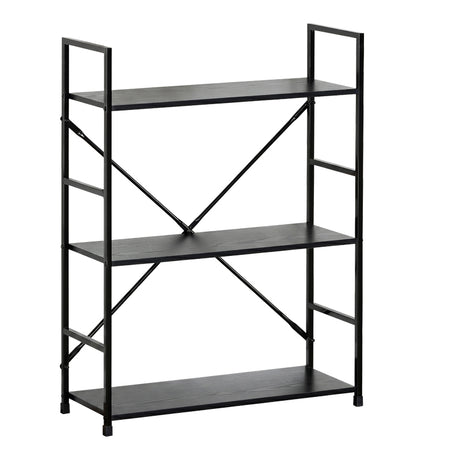 Biblioteca Bookcase-rack Manlo, Metal, Negru, 59x24x80 cm