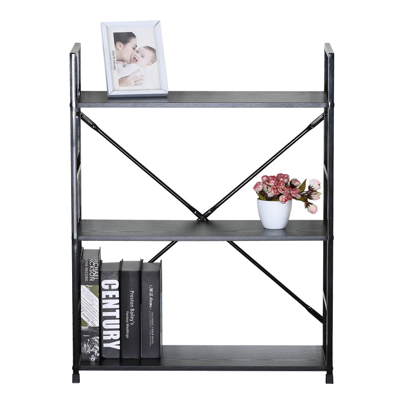 Biblioteca Bookcase-rack Manlo, Metal, Negru, 59x24x80 cm