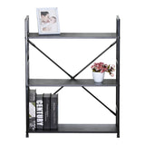 Biblioteca Bookcase-rack Manlo, Metal, Negru, 59x24x80 cm
