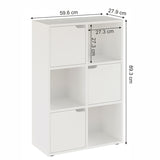 Biblioteca Bookel, Alb, 60x28x89 cm - Alb