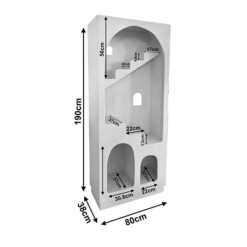 Biblioteca Boolten, MDF, Alb, 80x38x190 cm, imagine produs 4