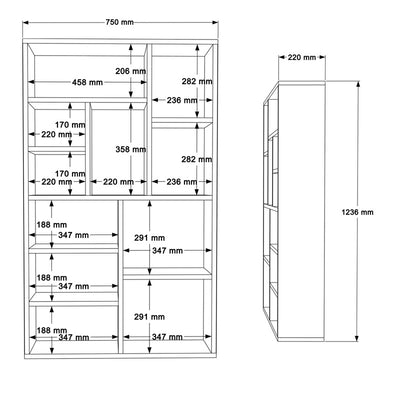 Biblioteca Boteca pentru 10 persoane, Alb, 75x22x124 cm, perspectiva suplimentara