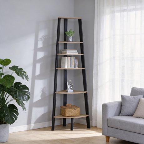 Biblioteca Corner bookcase Arvia, Metal, Stejar, 54x38x161 cm