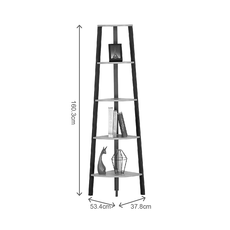 Biblioteca Corner bookcase Arvia, Metal, Stejar, 54x38x161 cm
