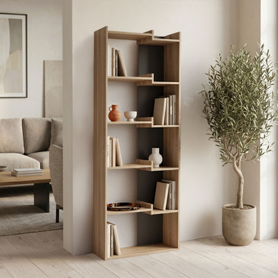 Biblioteca Corpus, Sonoma-Antracit, 61x22x162 cm, imagine principală, PAL melaminat, pentru living