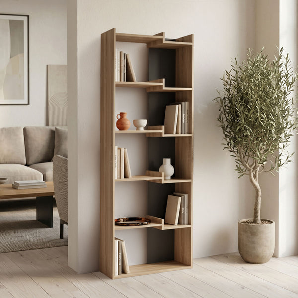 Biblioteca Corpus, Sonoma-Antracit, 61x22x162 cm