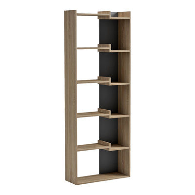 Biblioteca Corpus, Sonoma-Antracit, 61x22x162 cm, vedere frontală, PAL melaminat, pentru living