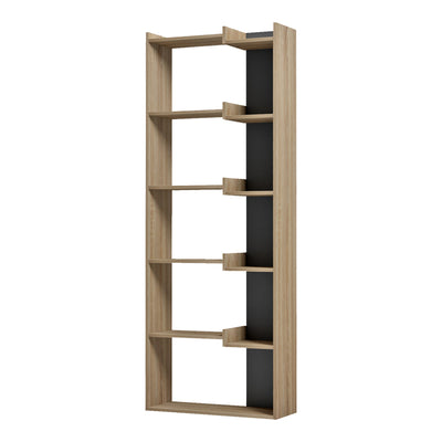 Biblioteca Corpus, Sonoma-Antracit, 61x22x162 cm, detaliu finisaj, PAL melaminat, pentru living
