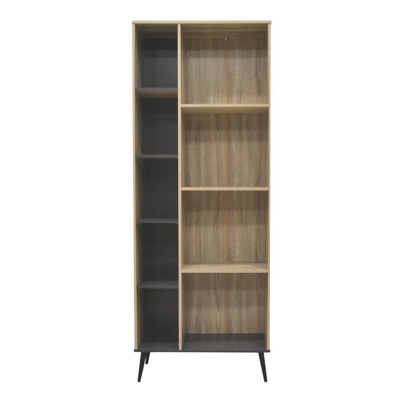 Biblioteca cu functie de depozitare Zezan, Sonoma-Gri Închis, 76x30x200 cm