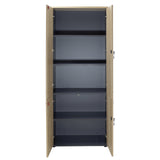 Biblioteca cu patru usi din lemn Lotus din stejar, Gri inchis, 80x41x200 cm