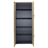 Biblioteca cu patru usi din lemn Lotus din stejar, Gri inchis, 80x41x200 cm, imagine suplimentara